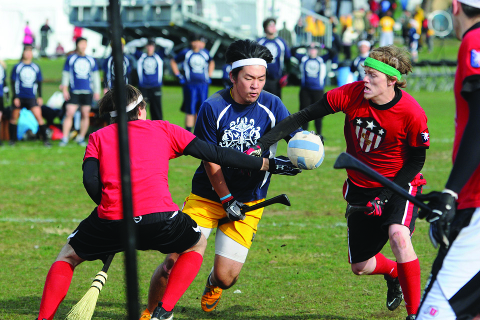 Quidditch competitors take to the field during the sport's 2014 World Cup in North Myrtle Beach, South Carolina.