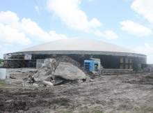 Roof goes up on new FEMA Dome