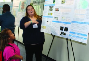 Amber Siembida presents her research on bacteria. (Jonathan Garcia/Foghorn)