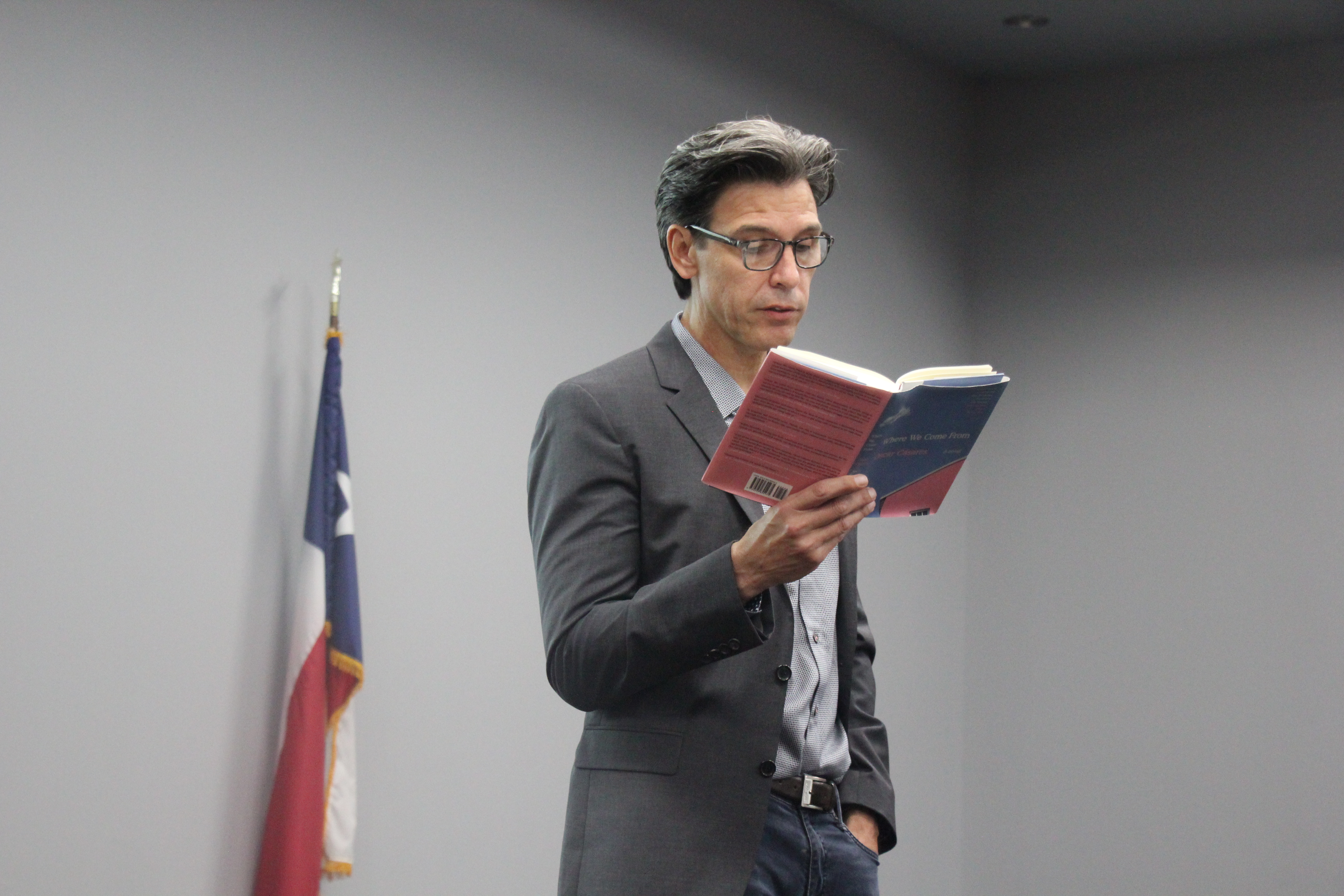 Author Oscar Casares reads from his newest book, "Where We Come From," on May 30 at the Center for Economic Development.