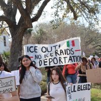 Ray High School students head downtown during a walkout to protest ICE on Feb. 12.