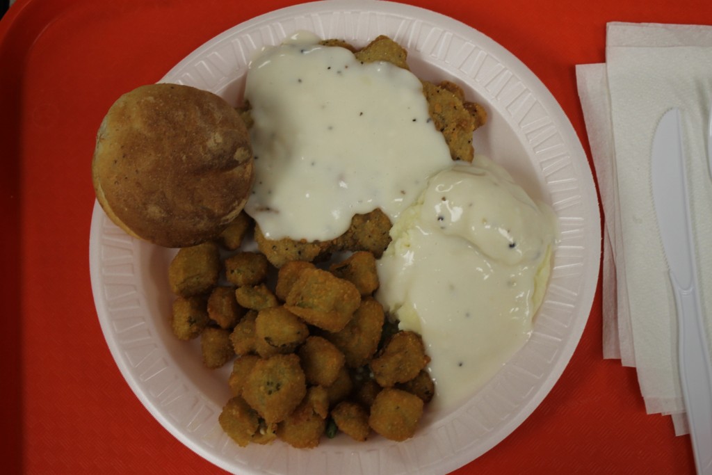 The chicken fried steak and two sides at the Harvin Center was only $5.73.