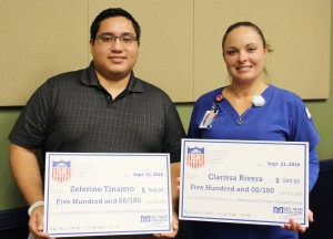 Zeferino Tinajero and Clarissa Rivera both received a $500 scholarship from the American GI Forum.”The time that I take from my son, it just reinsures that I’m doing something right,” Rivera said. (Priscilla Barba/Foghorn)