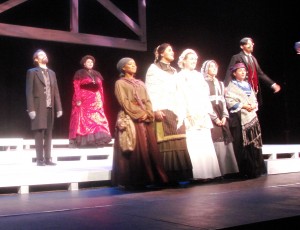 The actors get ready to take a bow at the end of the Gut Girls opening night performance.