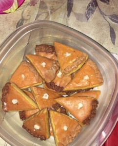 Teeny pumpkin pie slice sugar cookies.