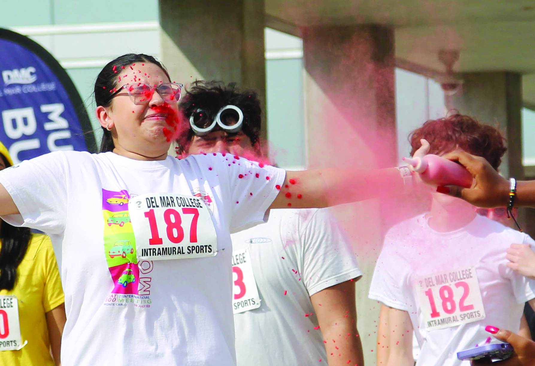Leyza Moldanado Braces For Impact As She Is Squirted With Red Dye During The Intramural Sports Color Run On Wednesday Nov. 19 At The Heritage Campus.