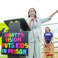 Canidate for Texas Govenor, Gina Hinojsa attended Dilley Detention protest April 18th as a key speaker.